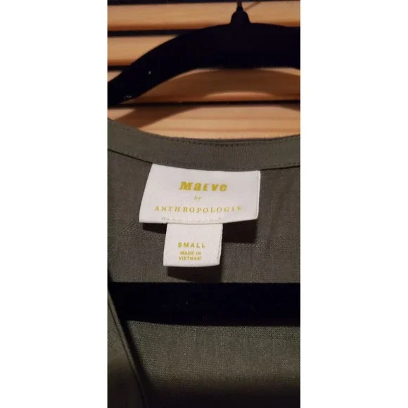 Anthropologie Maeve Audre Textured Faux Wrap Top Olive Green Small Long Sleeve - Picture 3 of 5